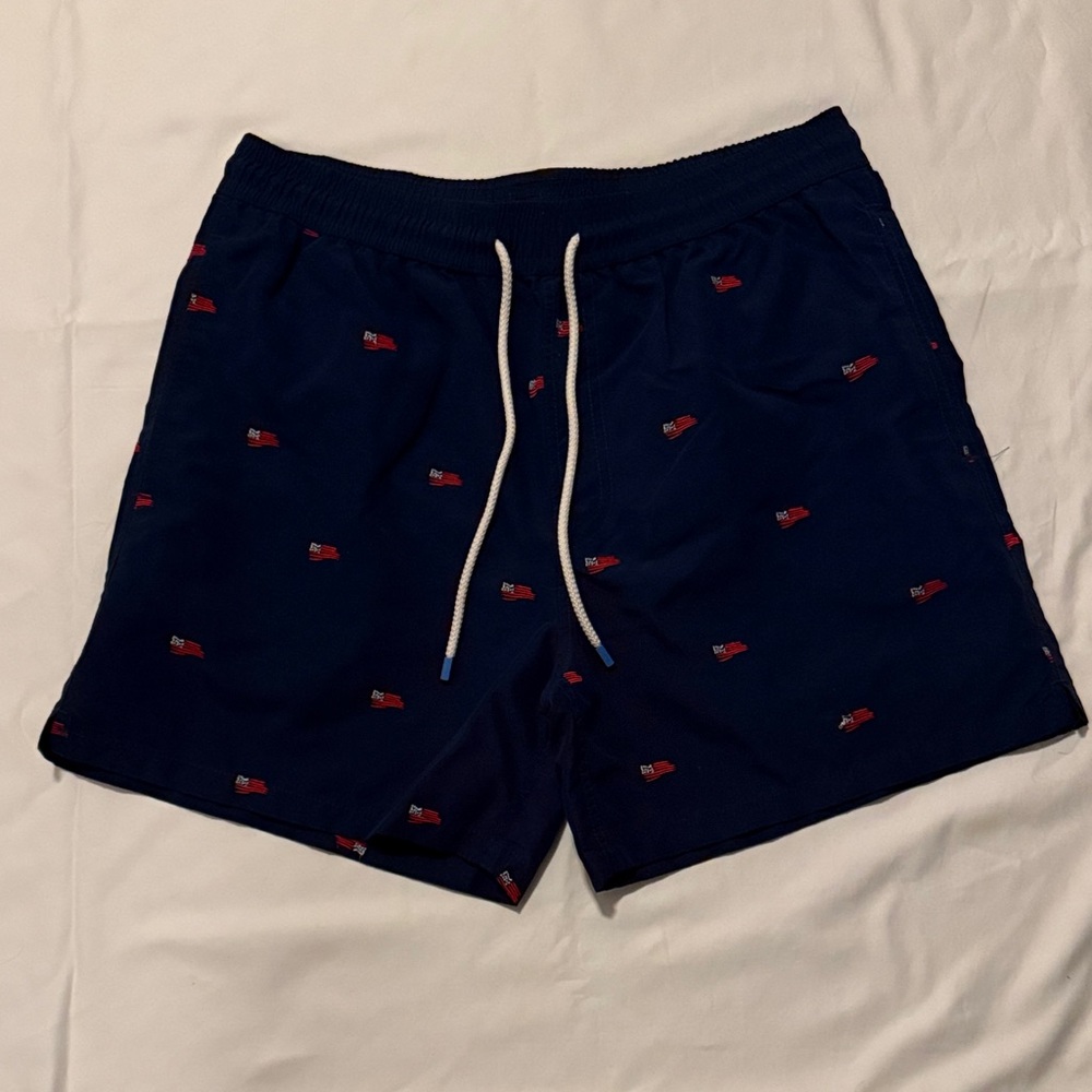 Southern Tide “The Skipack” American Flag Navy Swim Shorts